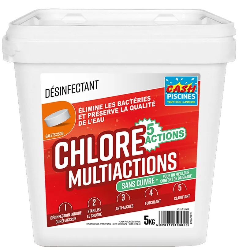 CHLORE MULTIACTIONS 5KG SANS CUIVRE - 5 ACTIONS 3 CHLORE MULTIACTIONS 5KG SANS CUIVRE - 5 ACTIONS