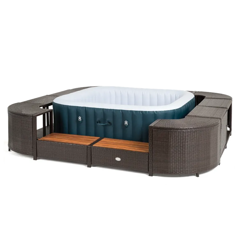 ENTOURAGE ROTIN MARRON SPA GONFLABLE 188x188cm 3 ENTOURAGE ROTIN MARRON SPA GONFLABLE 188x188cm